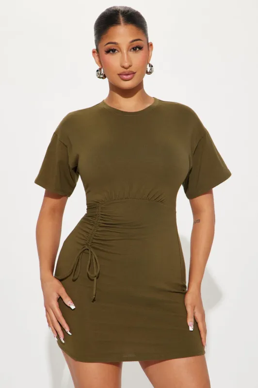 In A Dilemma Mini Dress - Olive sold by Fashion Nova