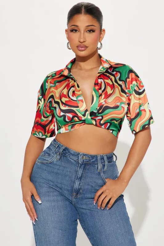 Summer Feel Satin Blouse Top - Multi Color sold by Fashion Nova