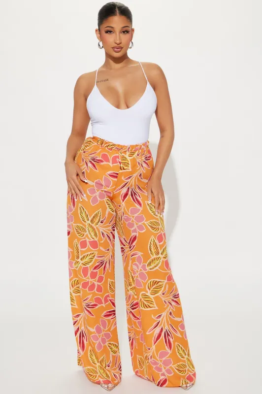 Gemini Wide Leg Pant - Orange/combo sold by Fashion Nova