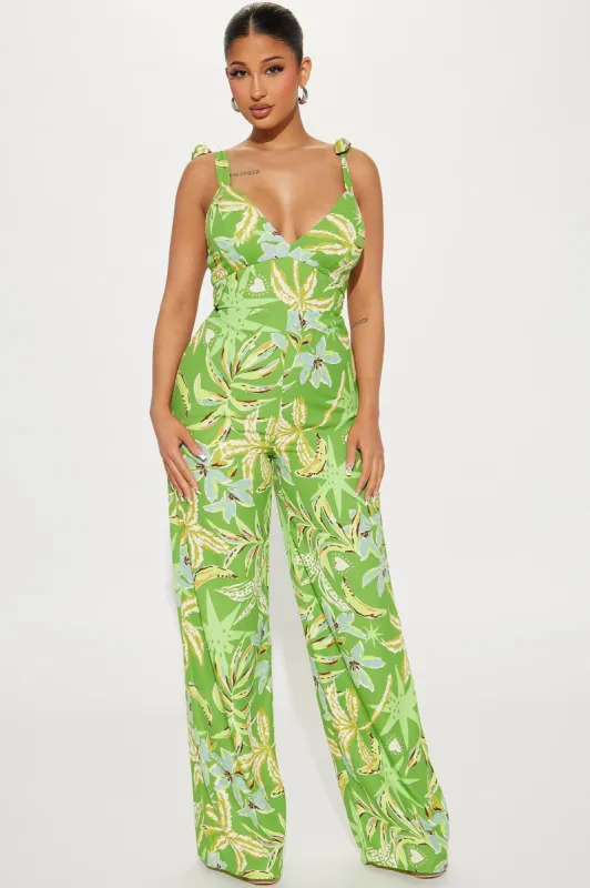 Pina Colada Jumpsuit - Green/combo sold by Fashion Nova