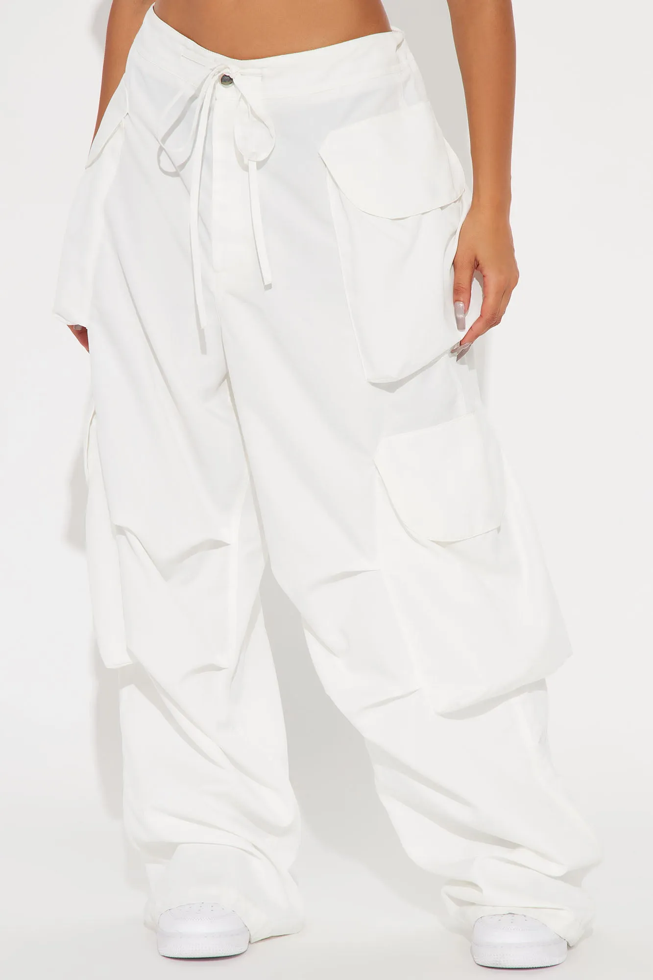 Angel Numbers Baggy Cargo Pants - White sold by Fashion Nova product image thumbnail 3