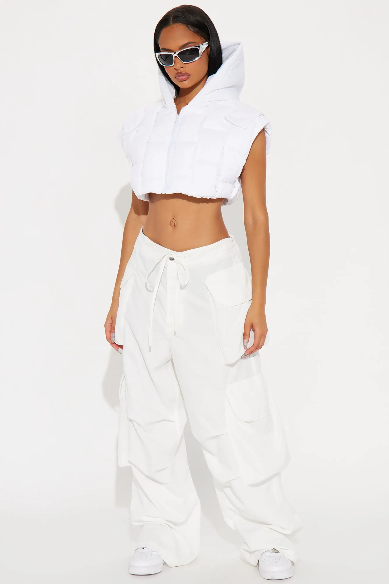 Angel Numbers Baggy Cargo Pants - White sold by Fashion Nova product image thumbnail 2