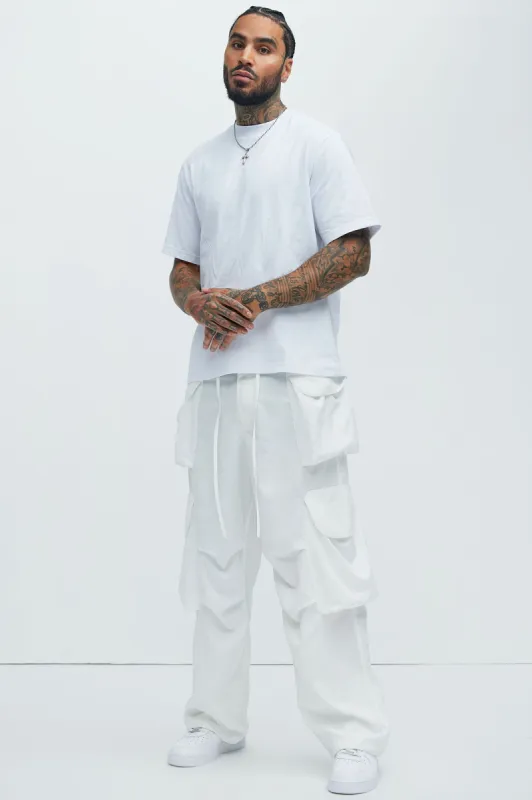 Angel Numbers Baggy Cargo Pants - White sold by Fashion Nova