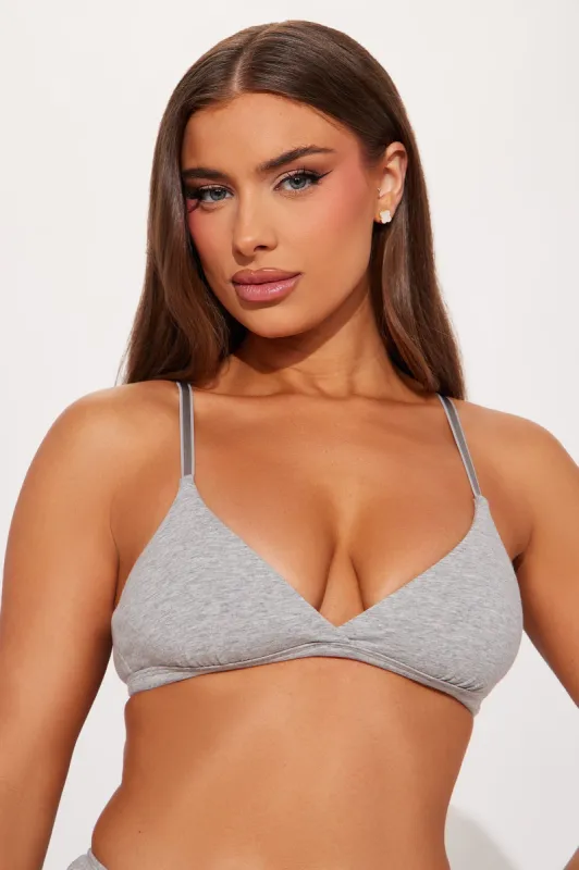 Nova Cotton Triangle Bralette - Heather Grey sold by Fashion Nova