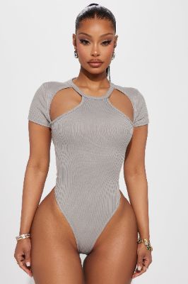 Make It Last Bodysuit - Slate Grey sold by Fashion Nova