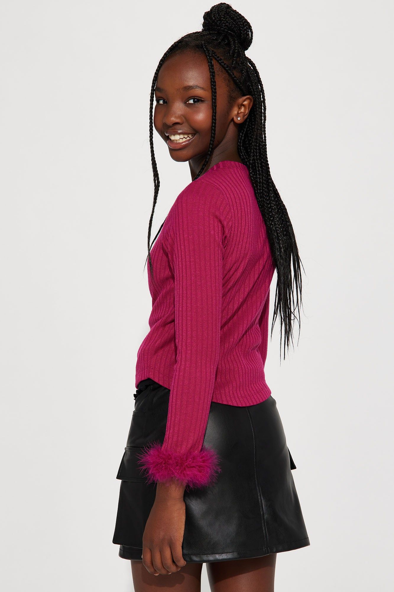 Mini Pardon My Fancy Long Sleeve Rib Knit Top - Magenta sold by Fashion Nova product image thumbnail 3