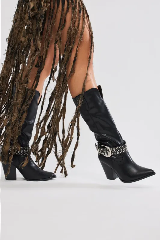 No Temptations Cowboy Boots - Black sold by Fashion Nova