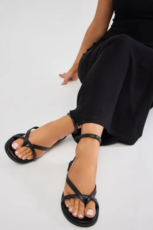 Bella Flat Sandals - Black sold by Fashion Nova