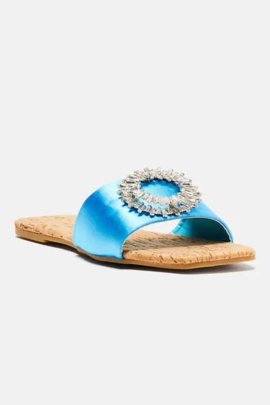 Don't Forget Me Flat Sandals - Blue sold by Fashion Nova