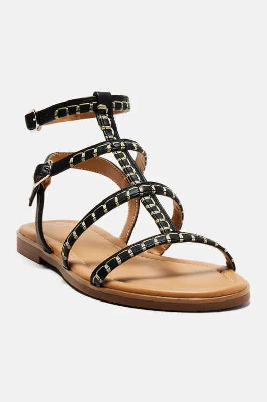 Replacing You Flat Sandals - Black sold by Fashion Nova