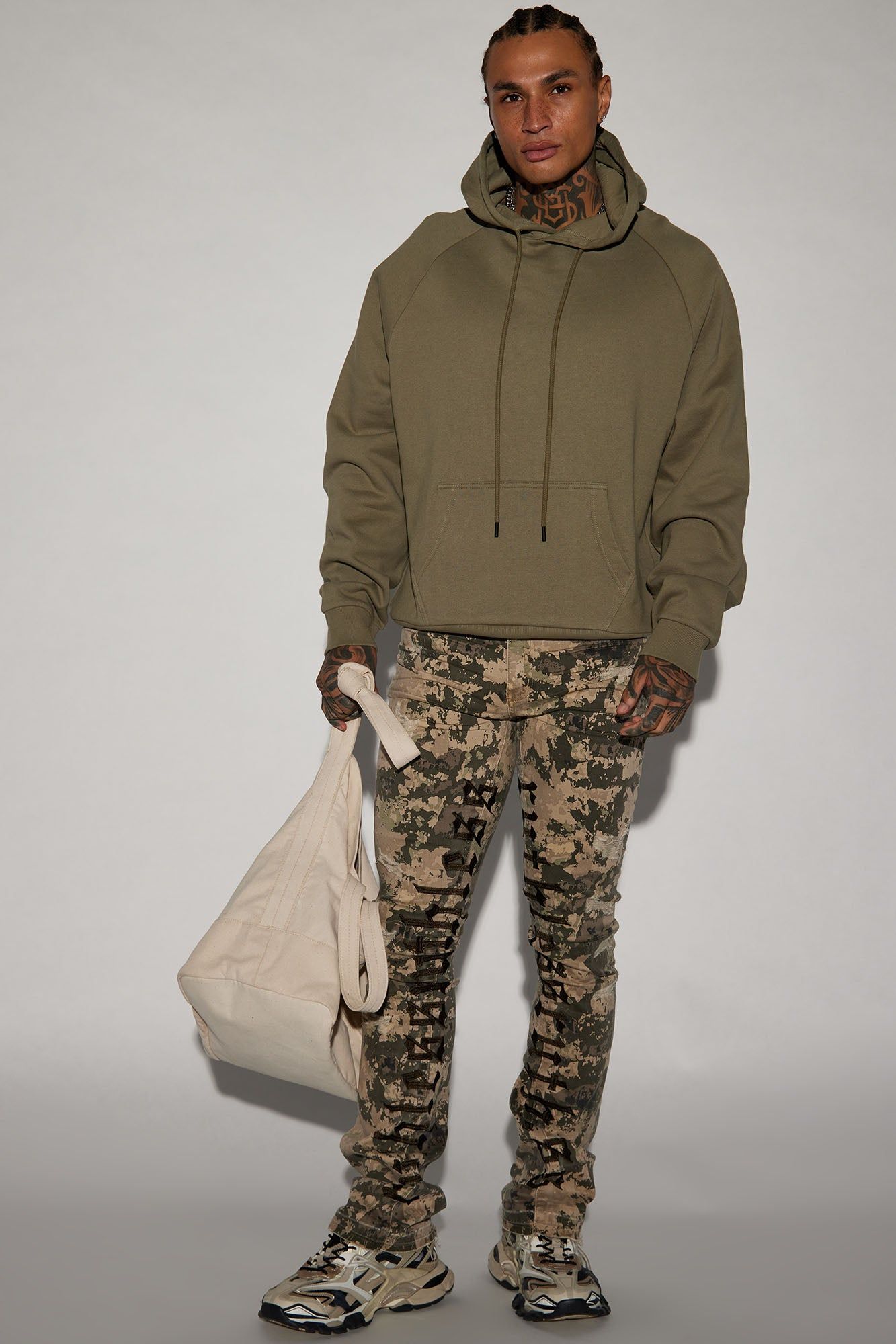 Ruthless Embroidered Stacked Skinny Flare Pants - Green/combo sold by Fashion Nova product image thumbnail 3