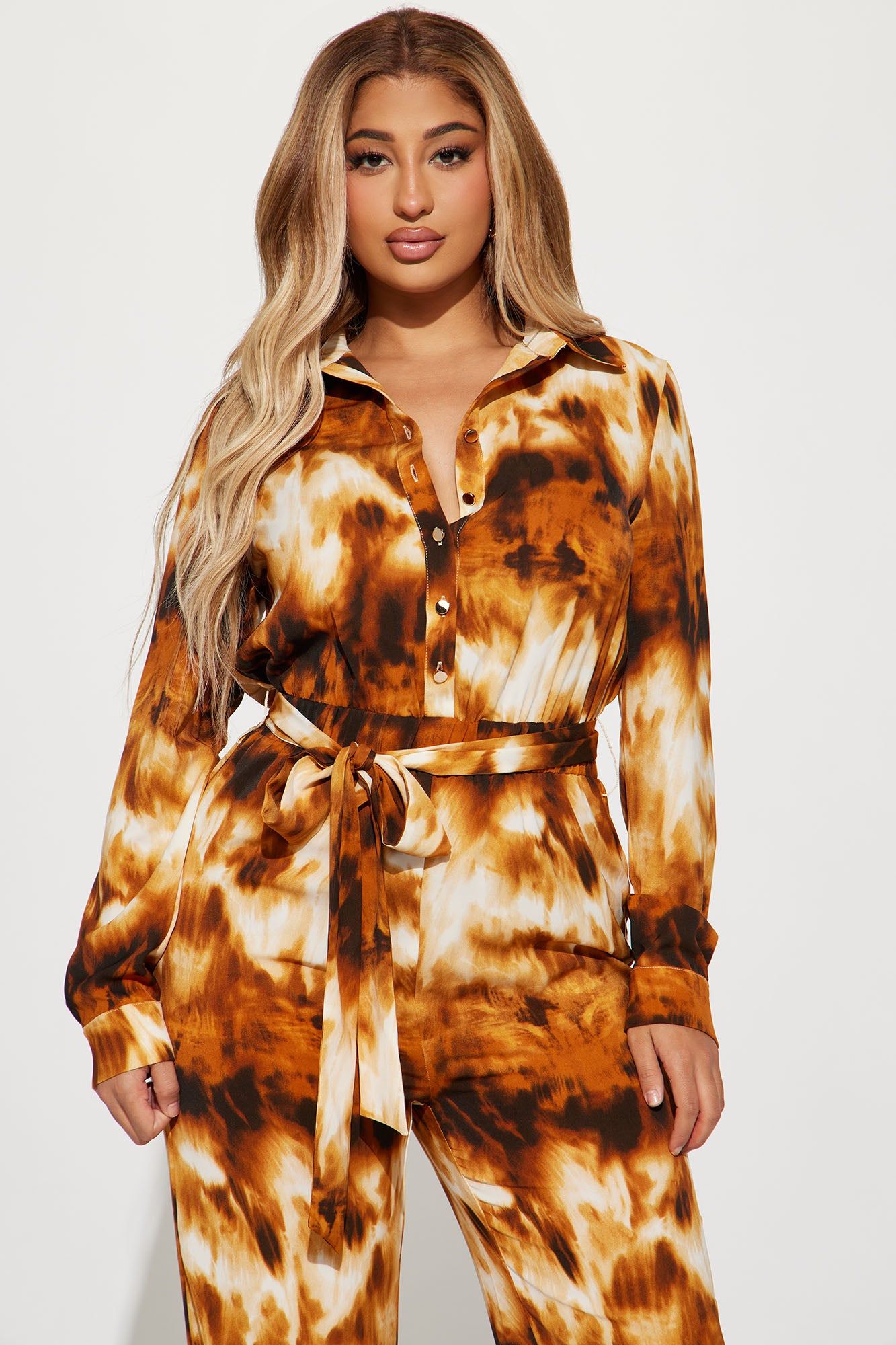 Never Lonely Tie Dye Jumpsuit - Brown/combo sold by Fashion Nova product image thumbnail 2
