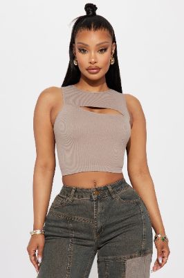 Chacen Cut Out Top - Grey sold by Fashion Nova