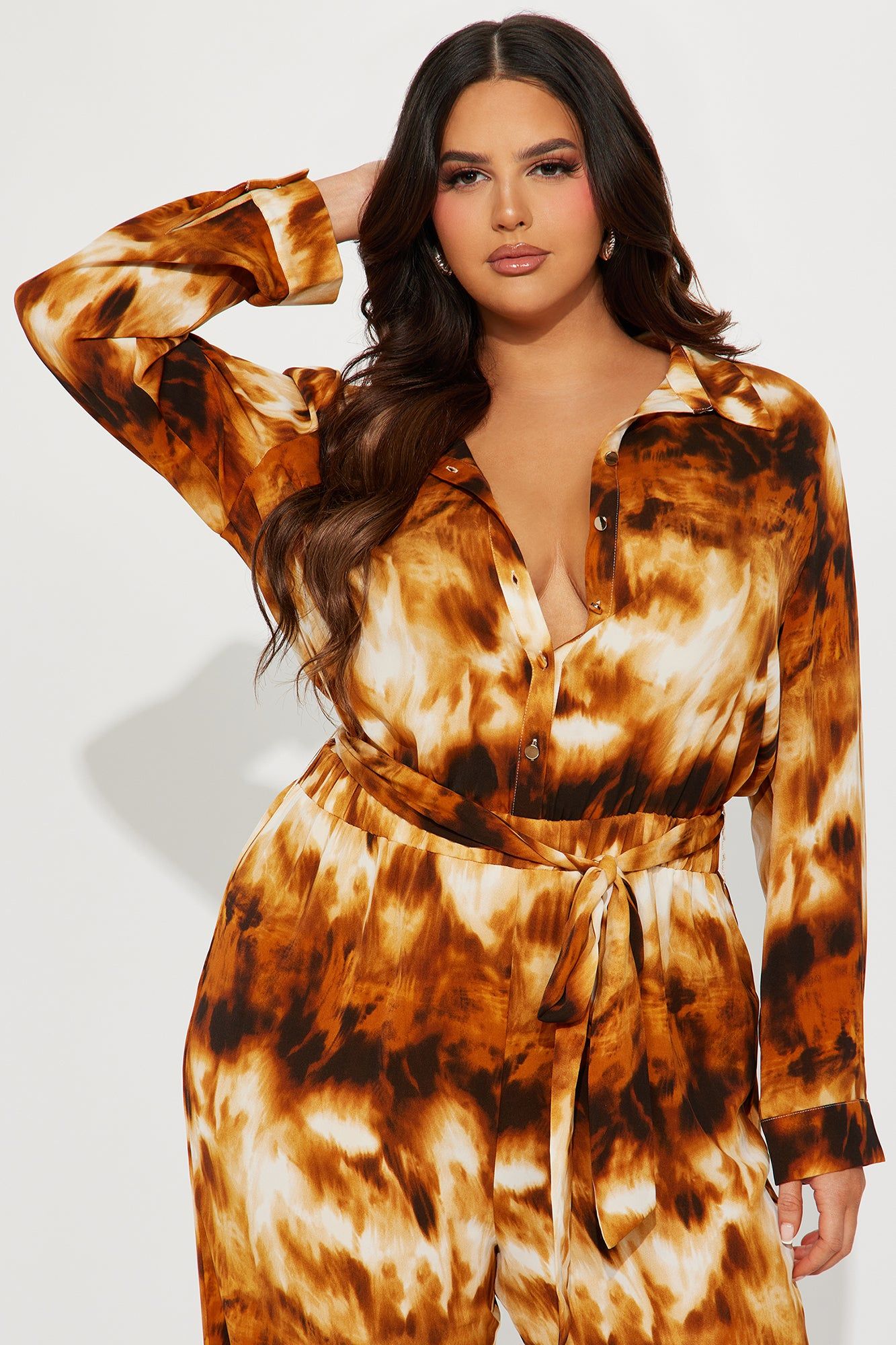 Never Lonely Tie Dye Jumpsuit - Brown/combo sold by Fashion Nova product image thumbnail 5