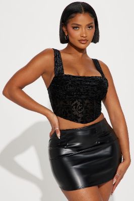 Viviane Velvet Corset Top - Black sold by Fashion Nova