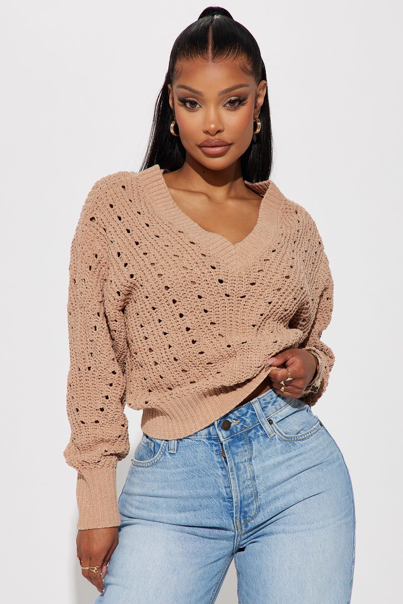 Niomie Sweater - Mocha sold by Fashion Nova