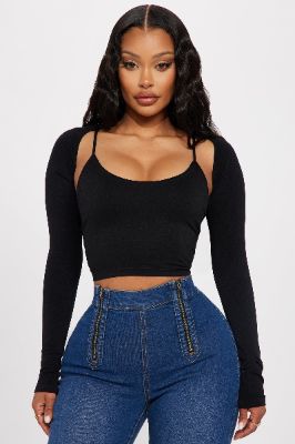 Brielle Bolero Top - Black sold by Fashion Nova