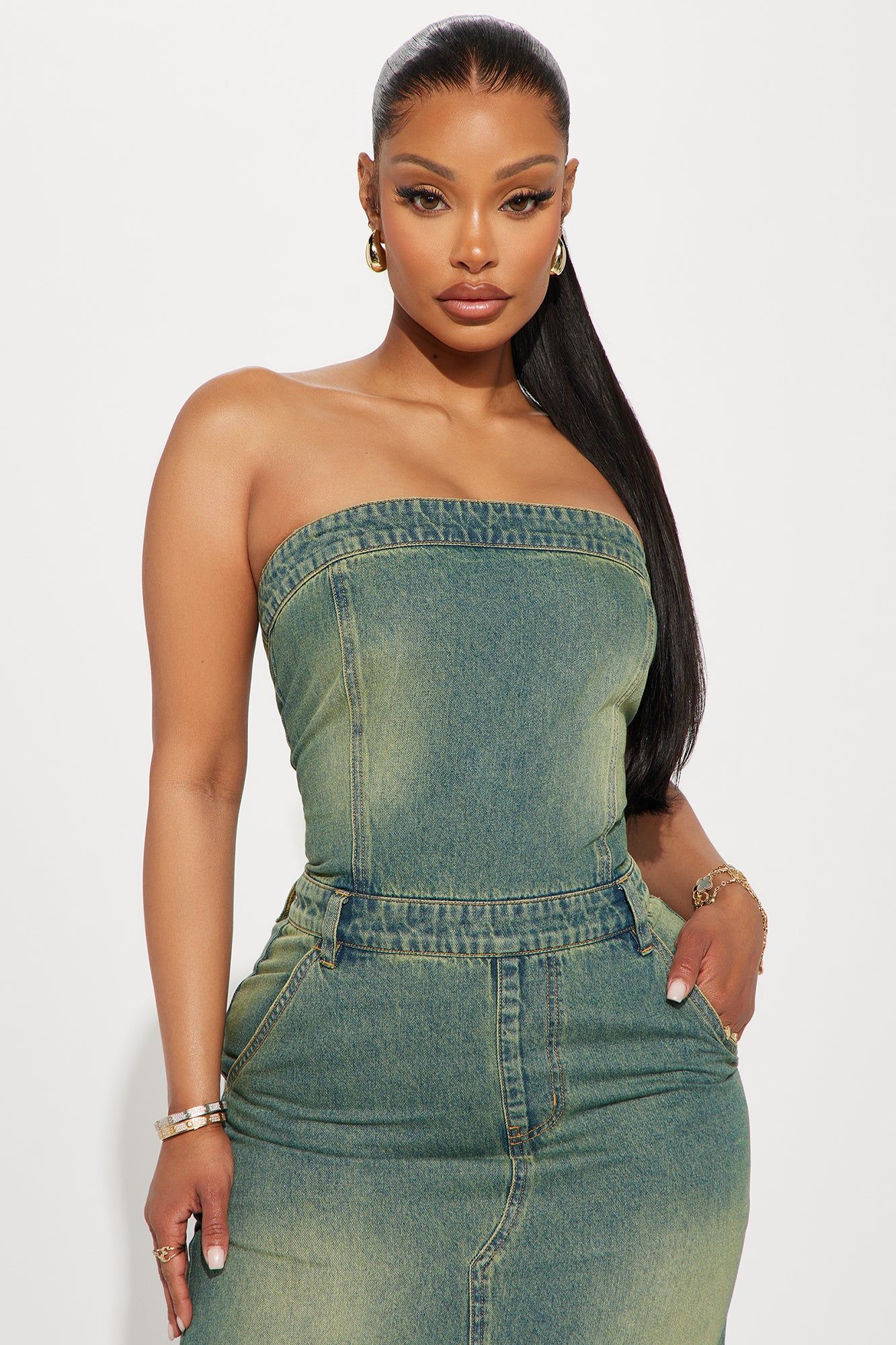 Lia Denim Midi Dress - Medium Wash sold by Fashion Nova product image thumbnail 2