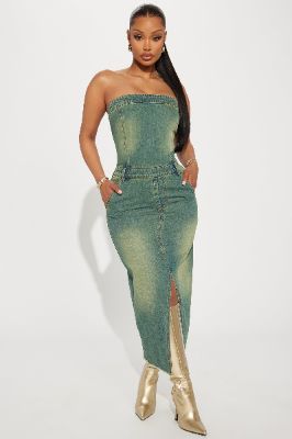 Lia Denim Midi Dress - Medium Wash sold by Fashion Nova