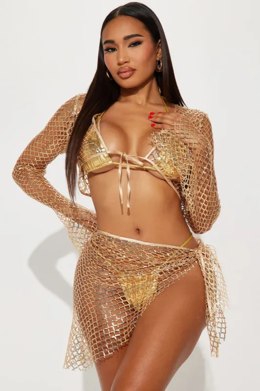 Stella Sequin Swim Cover Up Set - Gold sold by Fashion Nova