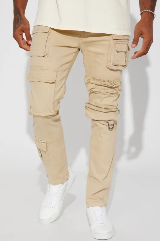 More Than One Cargo Pocket Straight Jeans - Khaki sold by Fashion Nova