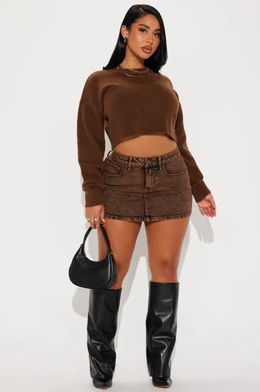 The OG Mineral Wash Micro Mini Skirt - Brown sold by Fashion Nova