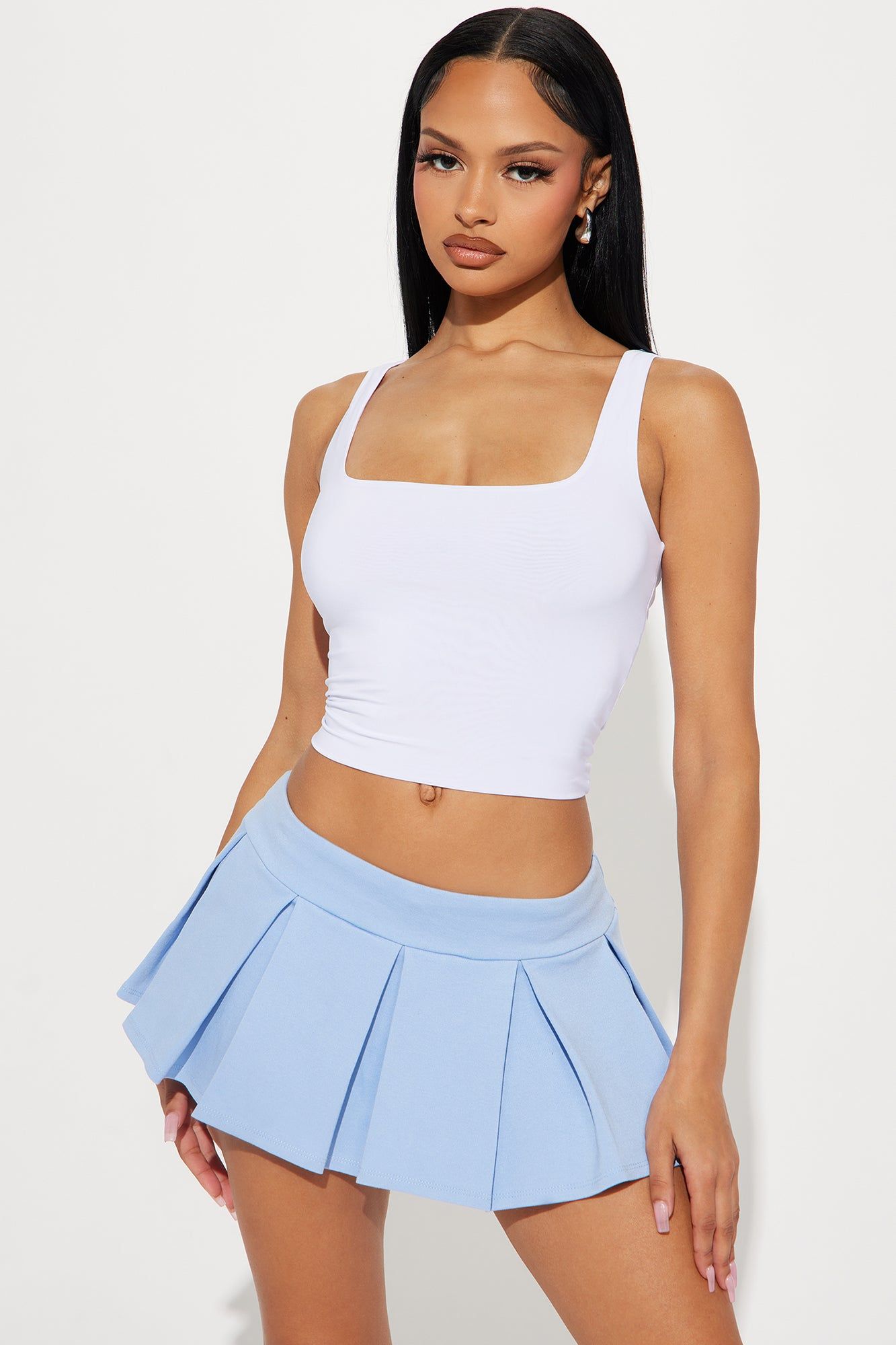 Donna Double Layered Square Neck Top - White sold by Fashion Nova