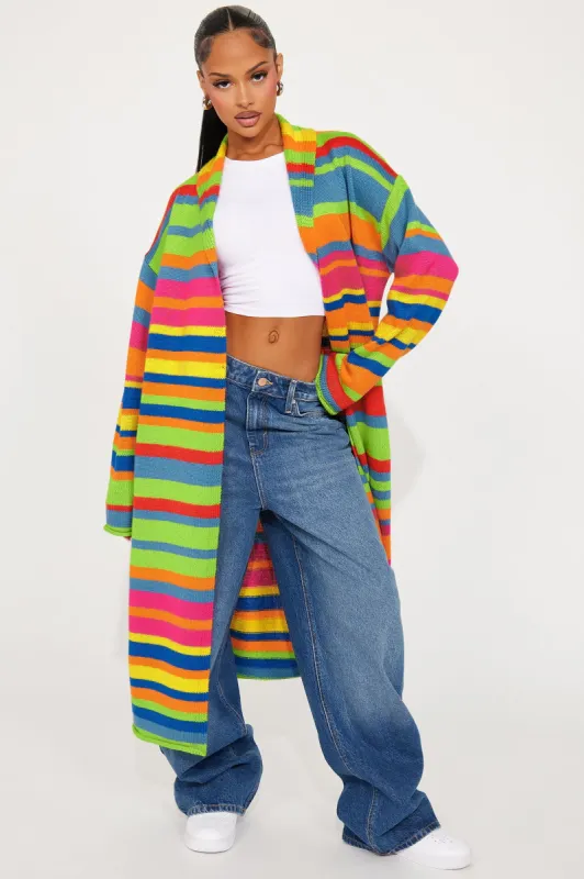 Bright Life Striped Long Cardigan - Multi Color sold by Fashion Nova