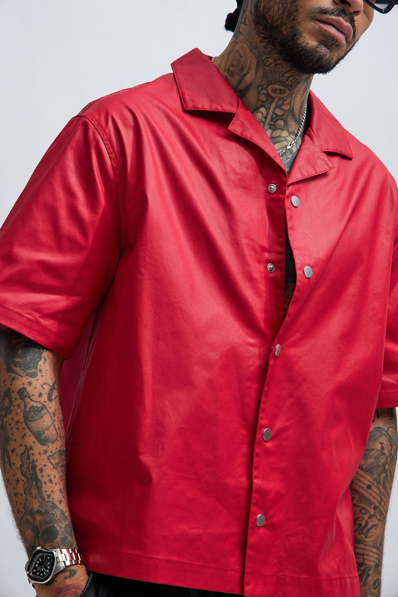 Cedrus Waxed Shirt - Red sold by Fashion Nova product image thumbnail 3
