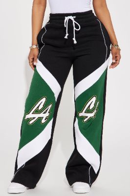 LA Wide Leg Sweatpants - Green/combo made by Fashion Nova