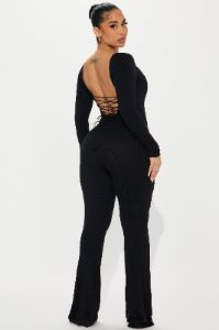 Ava Flare Shapewear Jumpsuit - Black sold by Fashion Nova