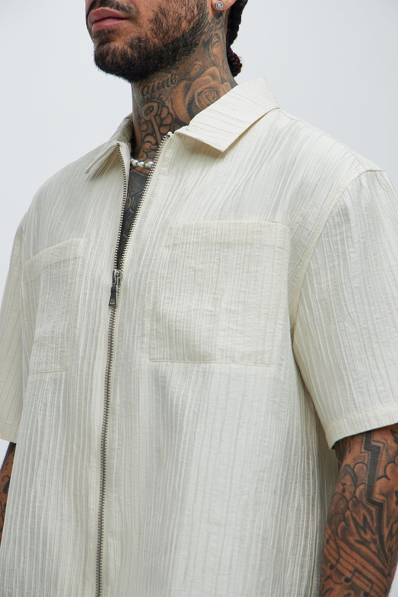 Niles Textured Shirt - Cream sold by Fashion Nova product image thumbnail 3