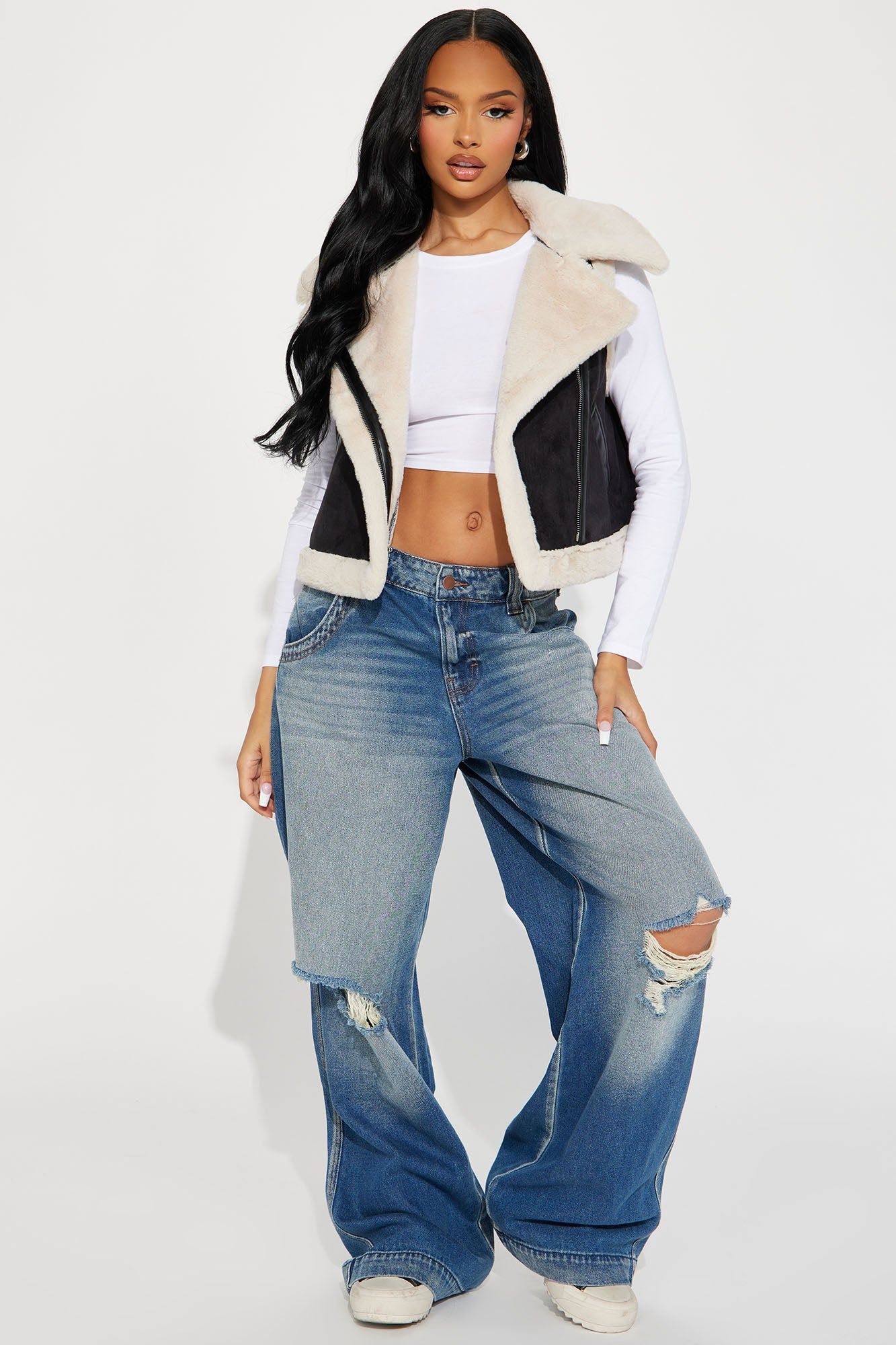 Cold Night Out Shearling Vest - Black sold by Fashion Nova product image thumbnail 2