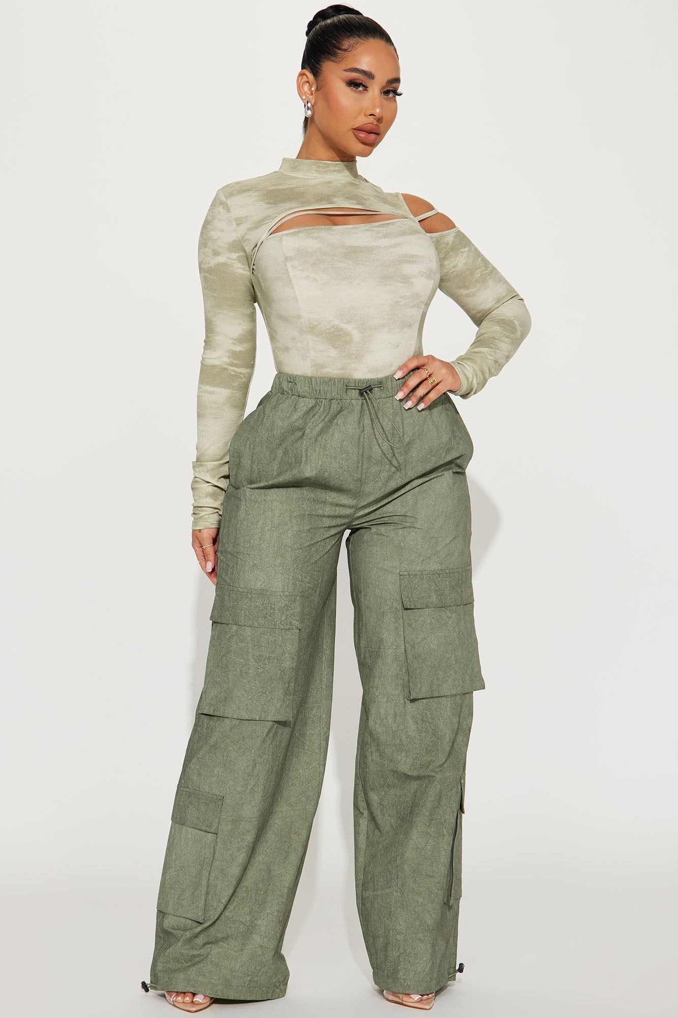 Call It What It Is Bodysuit - Olive/combo sold by Fashion Nova product image thumbnail 2