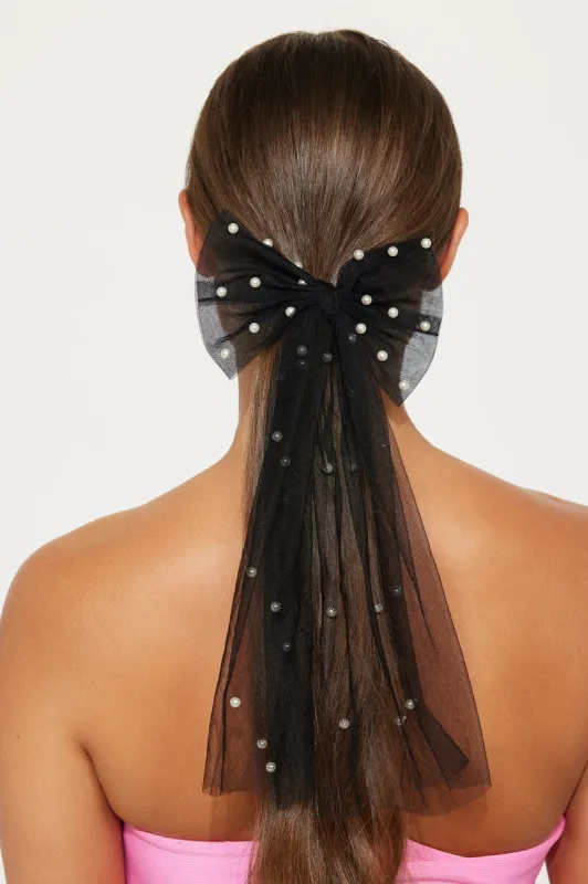 I Adore You Bow Hair Clip - Black sold by Fashion Nova