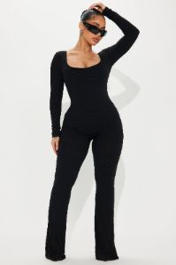 Ava Flare Shapewear Jumpsuit - Black sold by Fashion Nova