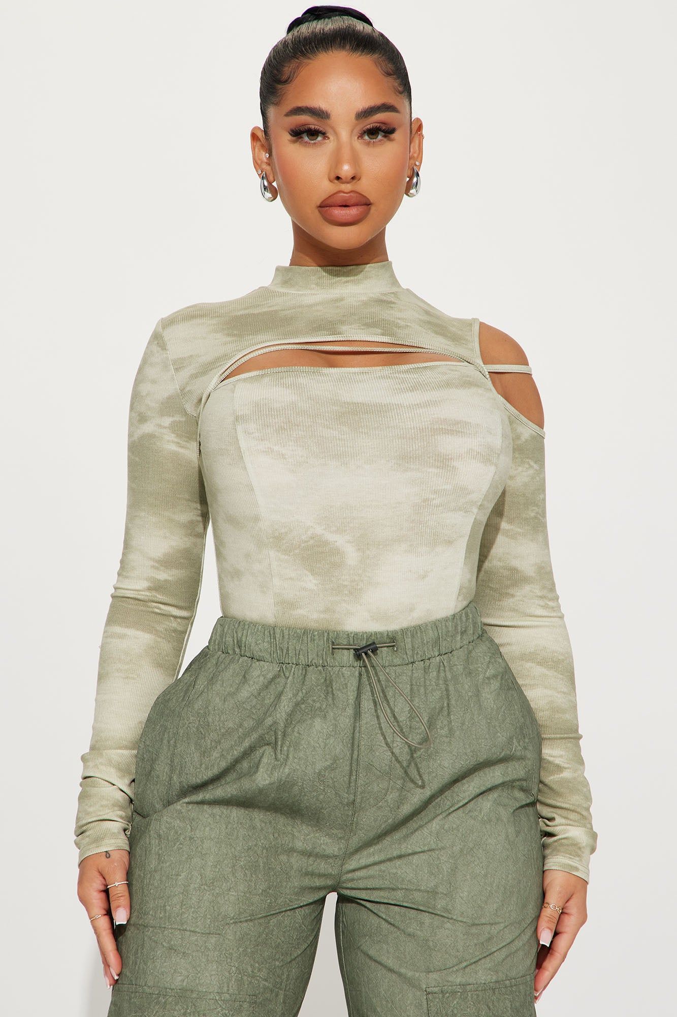 Call It What It Is Bodysuit - Olive/combo sold by Fashion Nova product image thumbnail 3