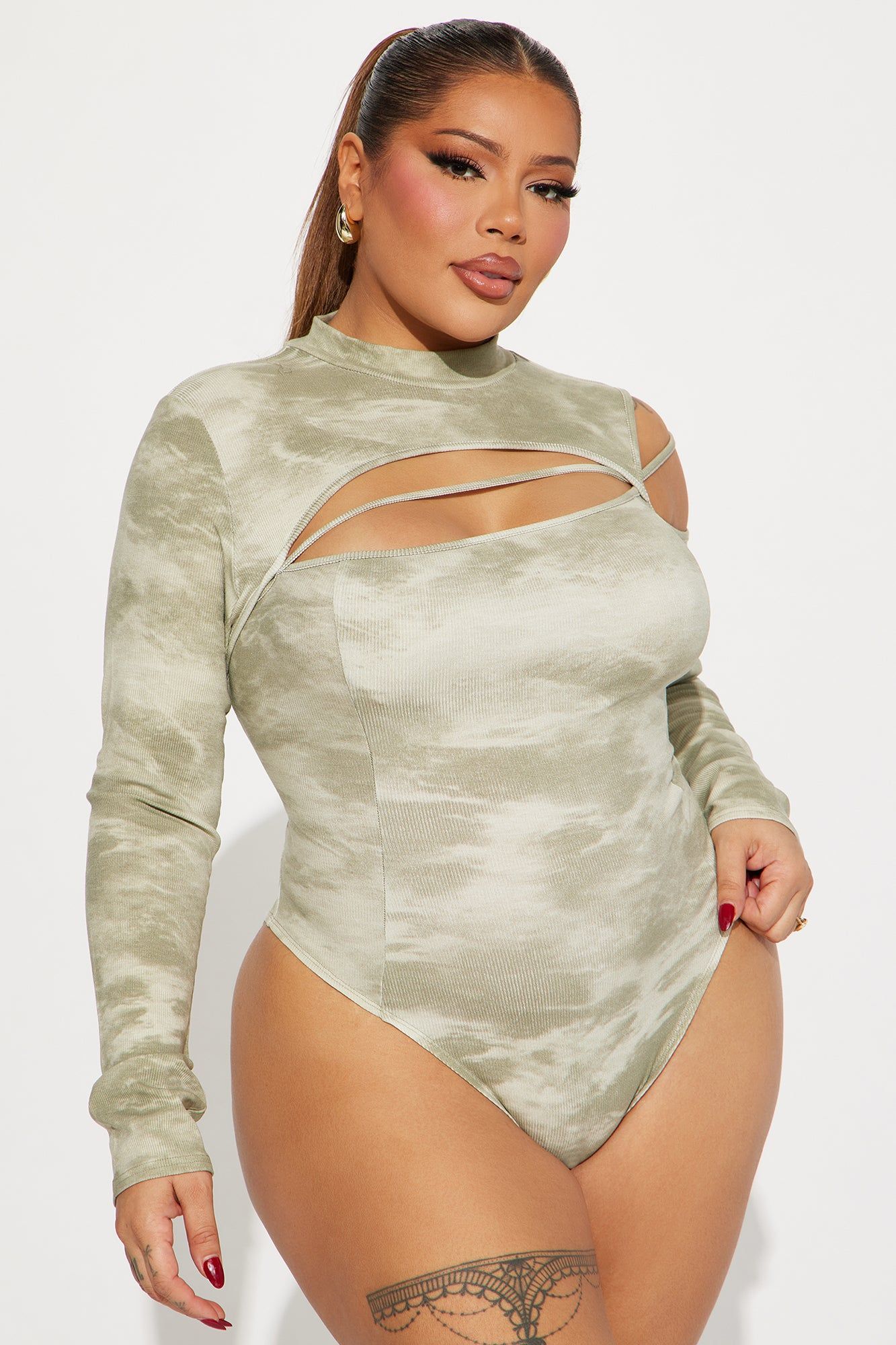 Call It What It Is Bodysuit - Olive/combo sold by Fashion Nova product image thumbnail 5