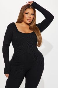 Ava Flare Shapewear Jumpsuit - Black sold by Fashion Nova