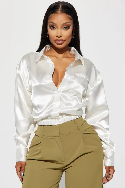 Katana Satin Shirt - Off White sold by Fashion Nova