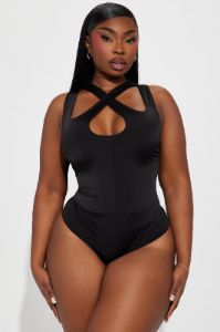 Hard To Catch Cut Out Bodysuit - Black sold by Fashion Nova