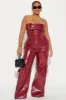 Sara Faux Croc Pant Set - DarkRed sold by Fashion Nova