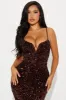 Wilma Sequin Maxi Dress - Chocolate sold by Fashion Nova