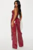 Sara Faux Croc Pant Set - DarkRed sold by Fashion Nova