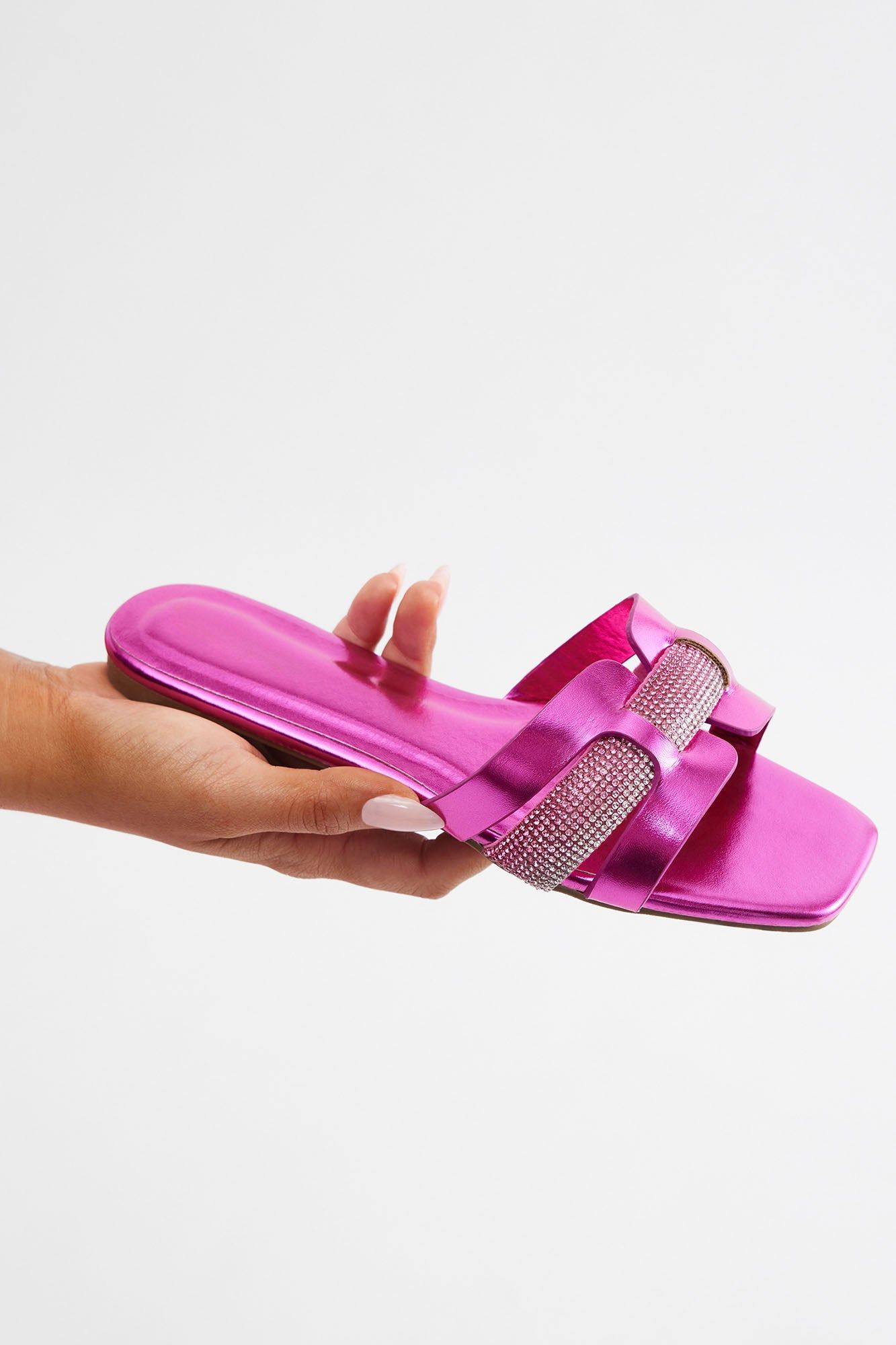 Drea Embellished Flat Sandals - Hot Pink sold by Fashion Nova product image thumbnail 3