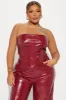 Sara Faux Croc Pant Set - DarkRed sold by Fashion Nova