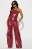 Sara Faux Croc Pant Set - DarkRed sold by Fashion Nova
