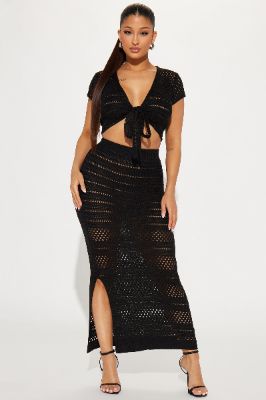 Candi Crochet Skirt Set - Black sold by Fashion Nova