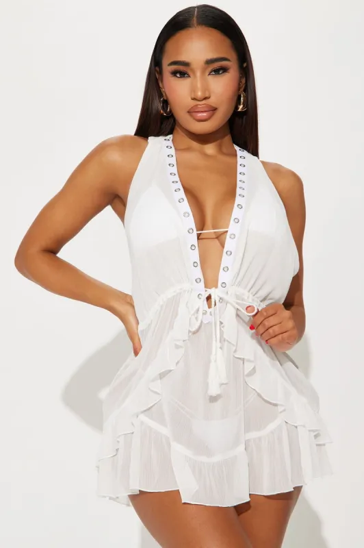Mia Ruffle Swim Cover Up - White sold by Fashion Nova