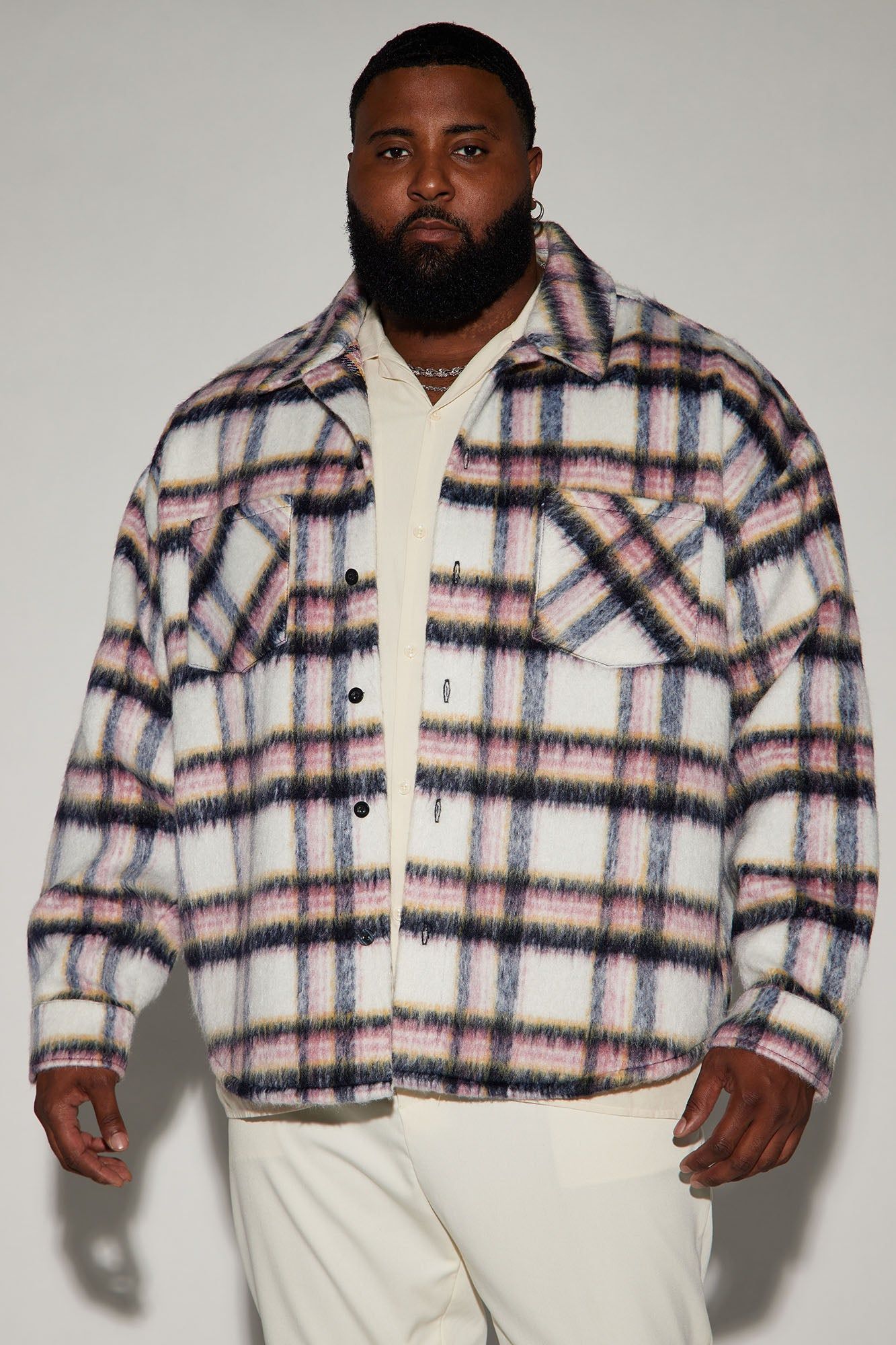 On The Fly Shacket - Pink/combo sold by Fashion Nova product image thumbnail 4